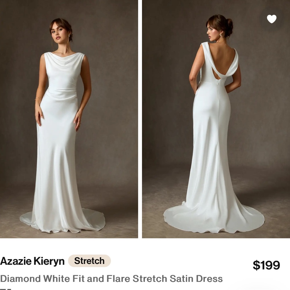Azazie Diamond White Satin Wedding Dress
